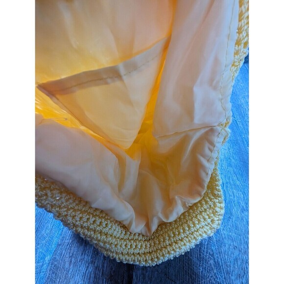 Vintage Drawstring Crochet Purse, Yellow Bohemian Shoulder Bag - Picture 2 of 10